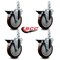 Service Caster 5'' Maroon Poly Wheel Swivel 3/4'' Square Stem Caster Set with Brake, 4PK SCC-SQ20S514-PPUB-MRN-PLB-34-4 - alternate 3